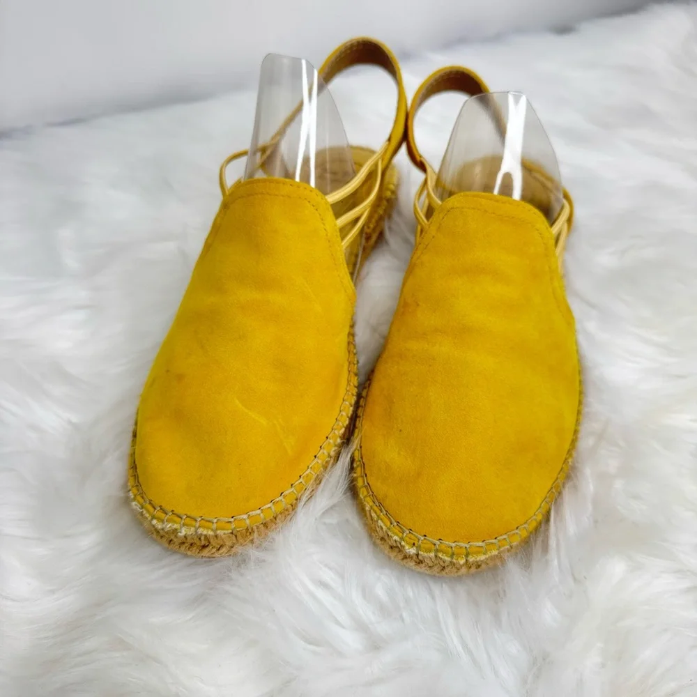 Toni Pons Nuria Vibrant Yellow Leather Espadrille Wedge Sandals